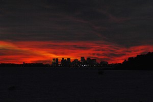 One of the many beautiful sunsets this fall from our apartment looking back on Boston. 