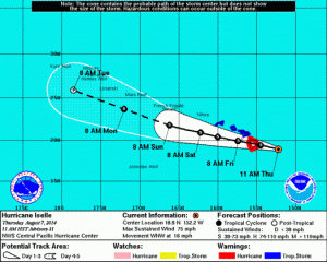 At the time of this posting (9 PM Eastern, 3 PM Hawaiian) we're about 5 hours from Hurricane Iselle making landfall here on the Big Island.