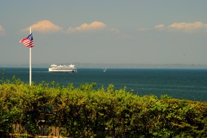 Here's the ferry we brought the camper over on. We saw it out offshore headed to the cape, in the background.