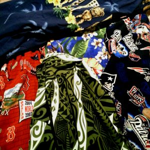 A few of my Aloha Shirts. Flowers and tikis are culturally appropriate. The Red Sox Aloha Shirt is not culturally appropriate unless you are dressing up as two-time World Series Winner Shane Victorino, "The Flyin' Hawaiian".